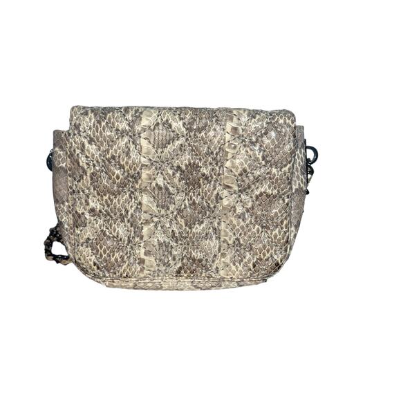 Inge Christopher Genuine Snakeskin Quilted Crossbody Bag Gunmetal Chain Luxury - Picture 1 of 13